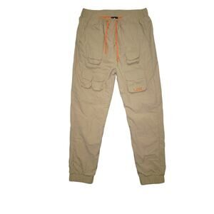 LRG Tactical Cargo Joggers – Size L – Tan with Orange Details